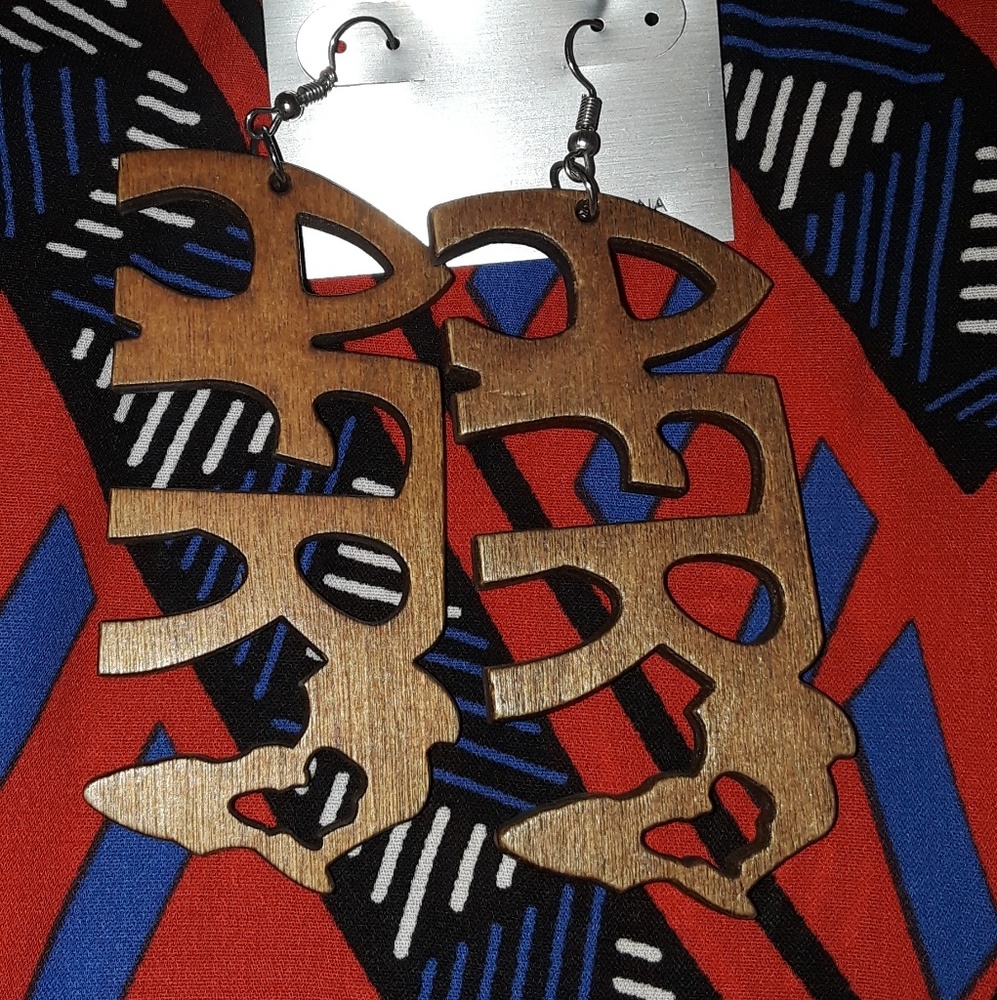 Wooden Afro- African Earrings
